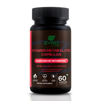 Zyro Life Power Metab Elite Capsules – Metaberine™ Formula for Glucose Metabolism, Energy & Heart Health
