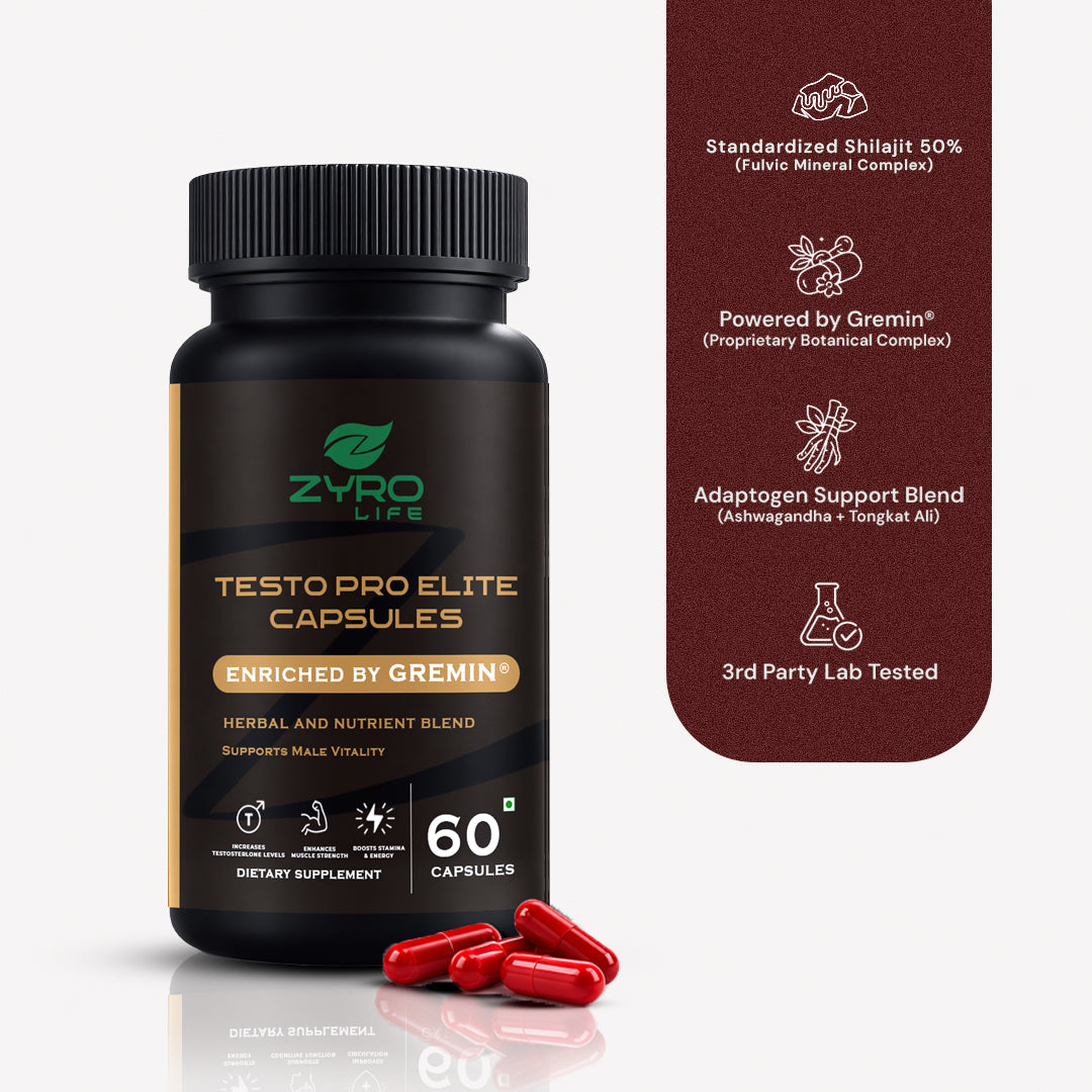 Zyro Life Testo Pro Elite Capsules – Gremin™ Formula for Testosterone Balance, Strength & Vitality