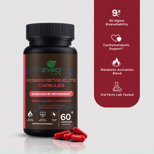 Zyro Life Power Metab Elite Capsules – Metaberine™ Formula for Glucose Metabolism, Energy & Heart Health