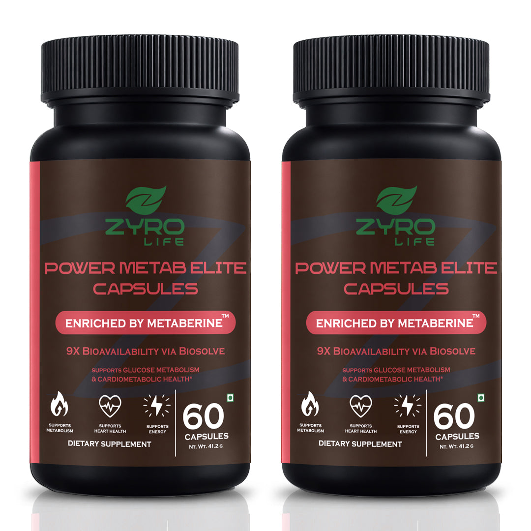 Zyro Life Power Metab Elite Capsules – Metaberine™ Formula for Glucose Metabolism, Energy & Heart Health
