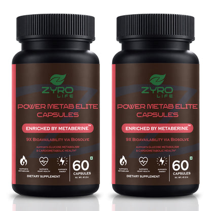 Zyro Life Power Metab Elite Capsules – Metaberine™ Formula for Glucose Metabolism, Energy & Heart Health