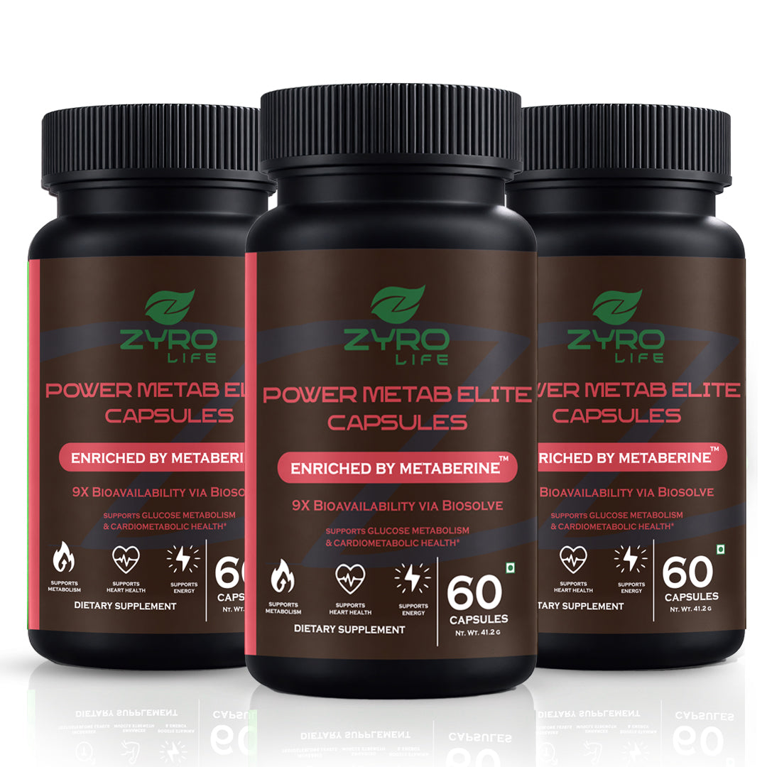 Zyro Life Power Metab Elite Capsules – Metaberine™ Formula for Glucose Metabolism, Energy & Heart Health